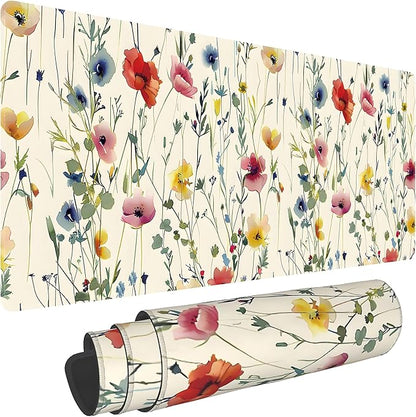Wild Flowers Large Mouse Pad, Gaming Keyboard Desk Pad, Extended Mouse Mat