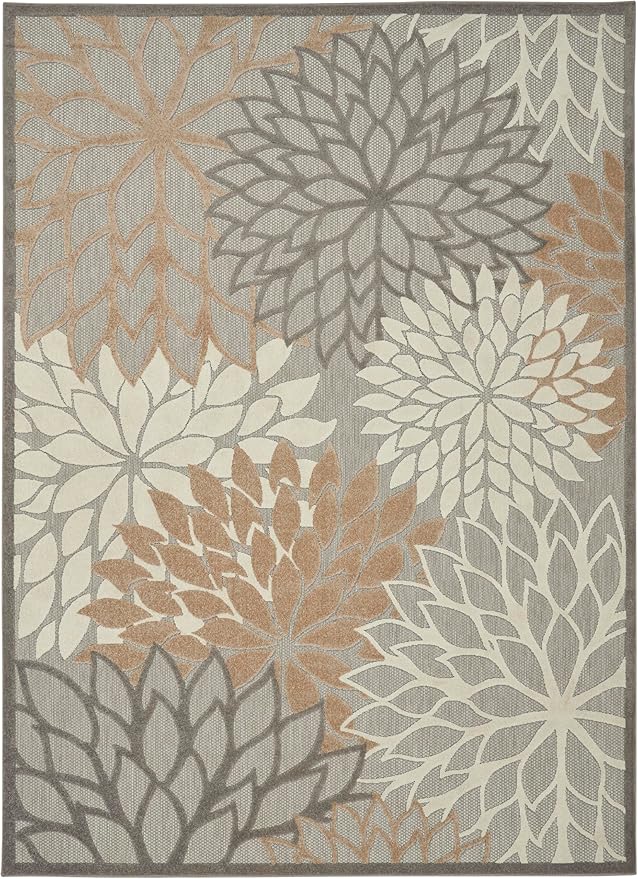 Nourison Aloha Indoor/Outdoor Natural 9'6" x 13' Area -Rug, Tropical, Botanical, Easy Cleaning, Non Shedding, Bed Room, Living Room, Dining Room, Deck, Backyard, Patio (9x13)