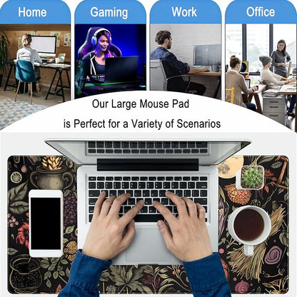 Desk Mat Botanical Witchery Mouse Pad Gaming Mat Dark Keyboard Mat, Long Mouse