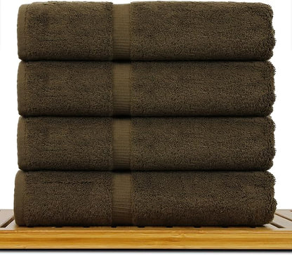 Luxury Hotel & Spa Collection Highly Absorbent, Quick Dry 100% Turkish Cotton 700 GSM, Eco Friendly Towel, for Bathroom Dobby Border Soft Bath Towel Set 27 X 54 -Cocoa, Bath Towels - Set of 4