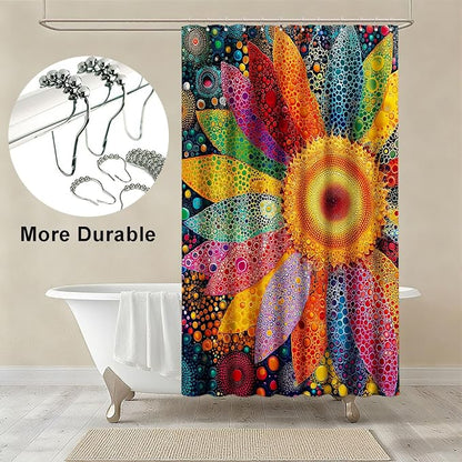Vintage Floral Shower Curtain Vibrant Sunflowers Shower Curtains for Bathroom Waterproof Fabric Bath Curtain Decor with Hooks