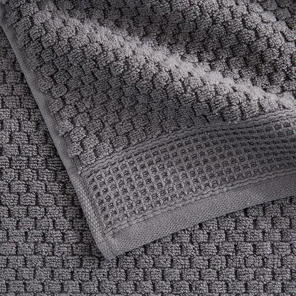 100% Cotton Waffle Textured 6 Piece Towel Set| Super Soft Quick Dry Bath Towels | Decorative Towels for Bathroom | 2 Bath Towels, 2 Hand Towels, 2 Washcloths | Belle Collection (Charcoal)
