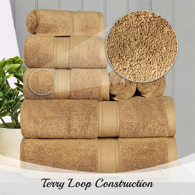 Superior Egyptian Cotton Pile Bath Towel Set of 4, Ultra Soft Luxury Towels