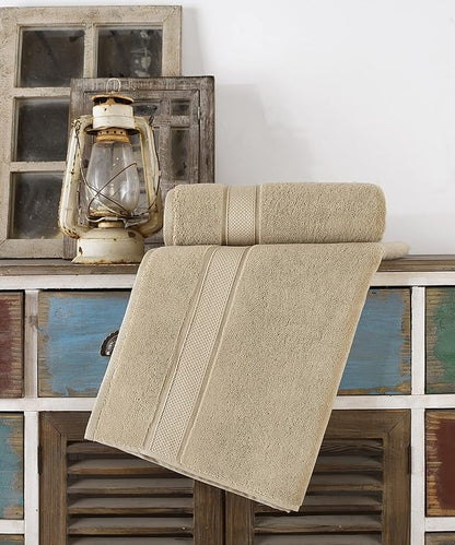 NOVA Luxury Linen - Hotel Quality Turkish Towel Set for Bathroom (2 Pcs Bath Towel Set, Warmsand Beige)