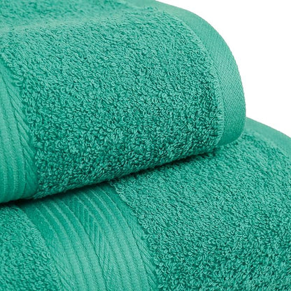 Amazon Basics 6 Piece Oversized Fade resistant Towel set, 100% Cotton towels for bathroom, soft and absorbent, 2 Bath Towels, 2 Hand Towels and 2 Washcloths bathroom towel set, Teal