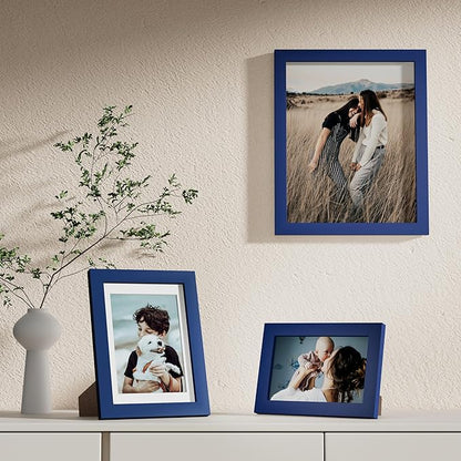 Vittanly 10 Pack Picture Frames Collage Wall Decor, Gallery Frame Set for Wall Mounting or Tabletop Display, Multi Sizes Including 2pcs 8x10, 4pcs 5x7, 4pcs 4x6, Blue