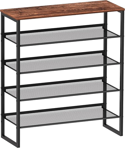 CHEMPFR Shoe Rack - Sturdy Steel Shoe Organizer for Front Door Entrance Closet Entryway with Spacious Top - Industrial Style Strong Mesh Storage Shelves (5-Tier 11.8"x36.2"x31.5")