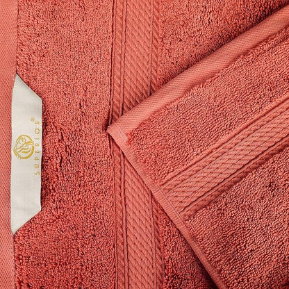 Superior Egyptian Cotton Pile Bath Sheet Set of 2, Ultra Soft Luxury Towels, Thick Plush Essentials, Absorbent Heavyweight, Guest Bath, Hotel, Spa, Home Bathroom, Shower Basics, Coral