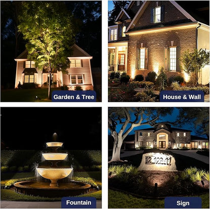 Landscape Spotlights Low Voltage - Brass 12V Outdoor Uplight LED, Wired Spot Lights IP65 Waterproof, Adjustable Focus Bronze for Exterior Garden Yard Tree House Without MR16 Bulb