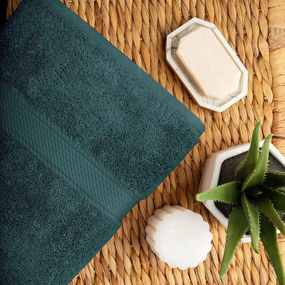 Superior Egyptian Cotton Pile Bath Towel Set of 2, Ultra Soft Luxury Towels, Thick Plush Essentials, Absorbent Heavyweight, Guest Bath, Hotel, Spa, Home Bathroom, Shower Basics, Teal
