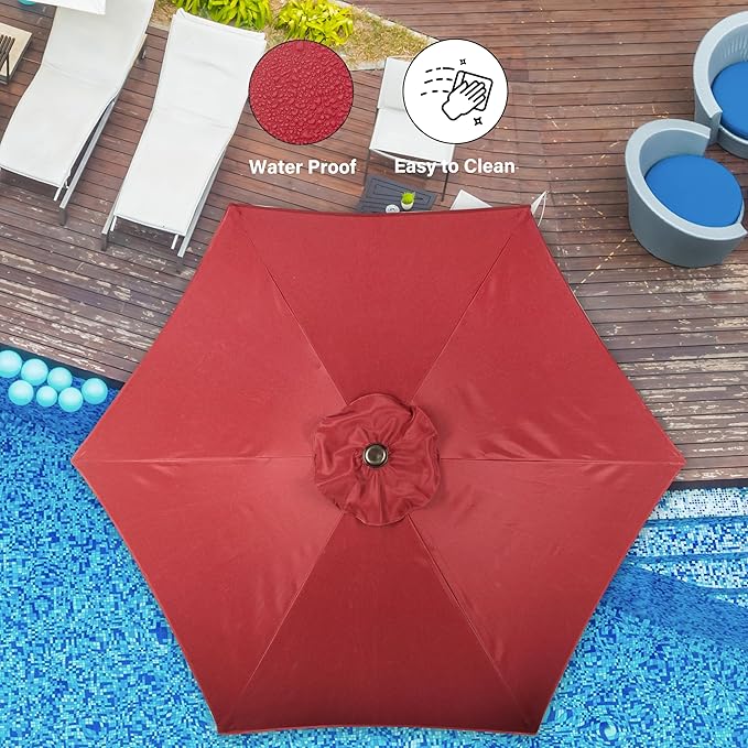 Simple Deluxe 9' Patio Umbrella Outdoor Table Market Yard Umbrella with Push Button Tilt/Crank