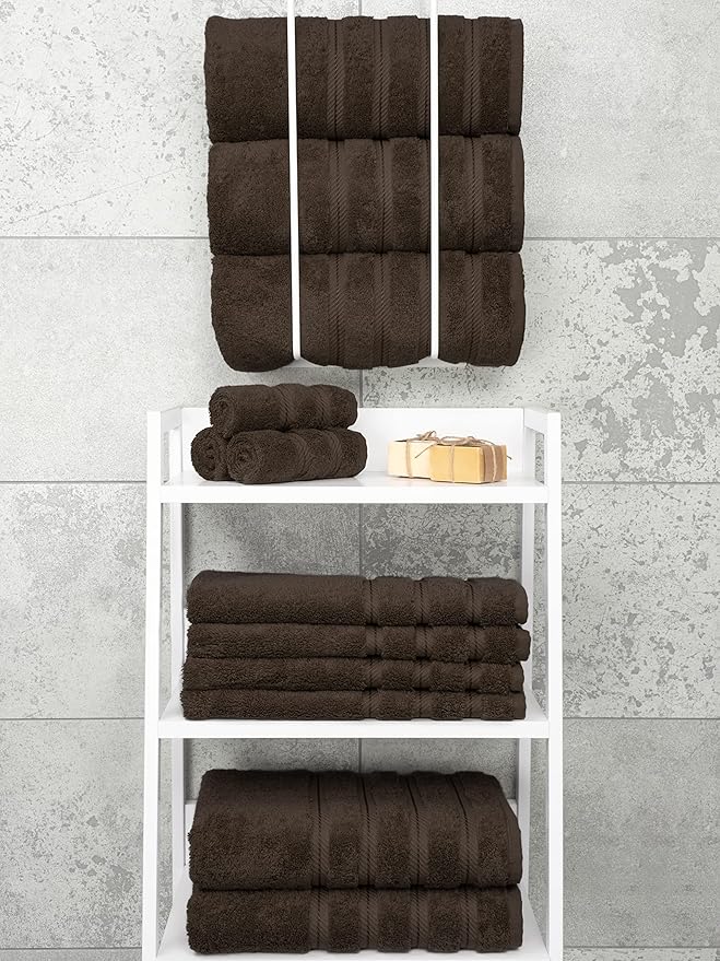 American Soft Linen Luxury 4 Piece Bath Towel Set, 600 GSM 100% Cotton Turkish Bath Towels for Bathroom, 27x54 in Extra Large Bathroom Shower Towels, Brown