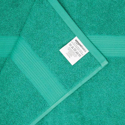 Amazon Basics 6 Piece Oversized Fade resistant Towel set, 100% Cotton towels for bathroom, soft and absorbent, 2 Bath Towels, 2 Hand Towels and 2 Washcloths bathroom towel set, Teal