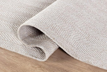 CAMILSON Easy Jute Round Rug 6ft Indoor Outdoor Off-White Color Fiber Area Rugs for Living Room and Patio Rug Herringbone Boho Woven Design Easy-Cleaning Washable Outside Carpet Alfombras (6 Round)