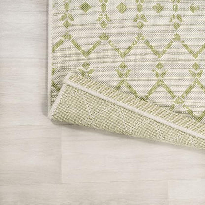 JONATHAN Y Moroccan Geometric Indoor Outdoor Area Rug 9X12 Cream/Green, Ourika Textured Weave for Backyard, Patio, Porch, Easy-Cleaning, High Traffic, Pet-Friendly, Non-Shedding (SMB108M-9)