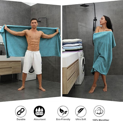 Extra Large Bath Towel Sheet Set 35x70 Inches - Oversized Bath Towels Set, Large Microfiber - Quick Dry,Lightweight,Super Soft,Highly Absorbent Towel Set for Bathroom,Hotel,SPA,Pack of 4(Turquoise)