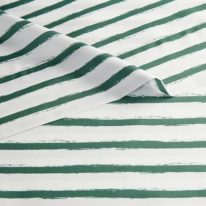 Amazon Basics Kid's Soft Easy-Wash Lightweight Microfiber 3-Piece Sheet Set, Twin, Green Stripes