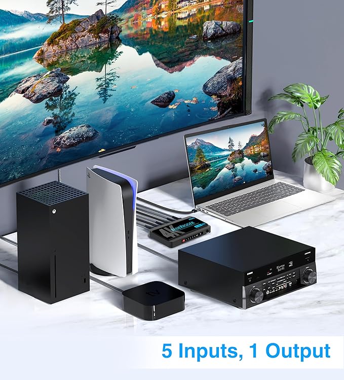 BlueRigger 4K HDMI Switch 5 in 1 Out – Compatible