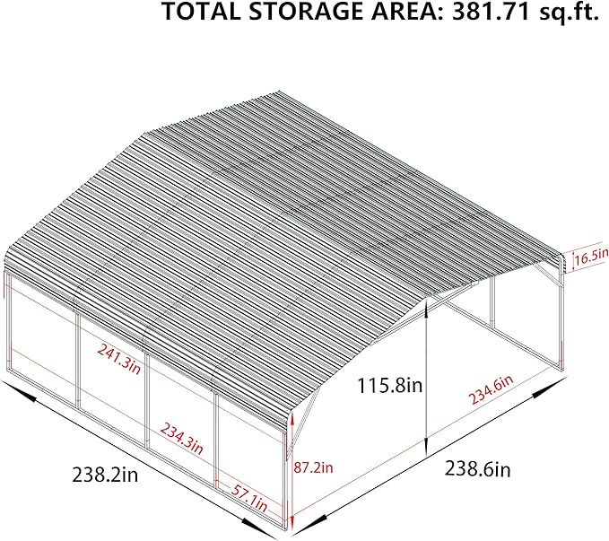 VEIKOU 20'x20' Metal Carport, Heavy Duty Car Port with Steel Panels, Carport with Innovative Assembly Structure, Carports for Car, Boat, Truck