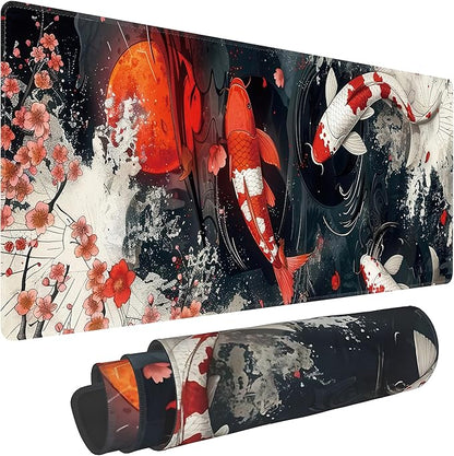 Koi Fish Large Mouse Pad, Gaming Keyboard Desk Pad, Extended Mouse Mat Non-Slip