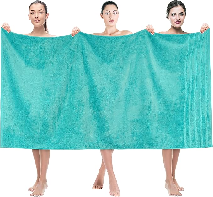 American Soft Linen 35x70 Jumbo Large Bath Towels, 600 GSM 100% Cotton Turkish Bath Sheet, Oversized Luxury Bath Towels for Bathroom Beach and Pool, Turquoise