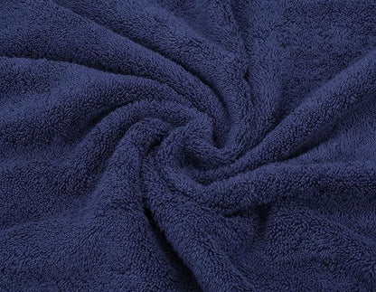 American Soft Linen Luxury 6 Piece Towel Set, 2 Bath Towels 2 Hand Towel 2 Washcloths, 600 GSM 100% Cotton Turkish Towels for Bathroom, Navy Blue Towel Sets