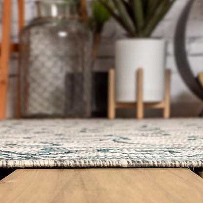 JONATHAN Y SMB106E-8TGN Charleston Vintage Filigree Textured Weave Gray/Teal 8' Octagon Indoor/Outdoor Area Rug, Non-Shedding, Stain Resistant,Fade Resistant, Easy-Cleaning for Backyard Patio, Porch