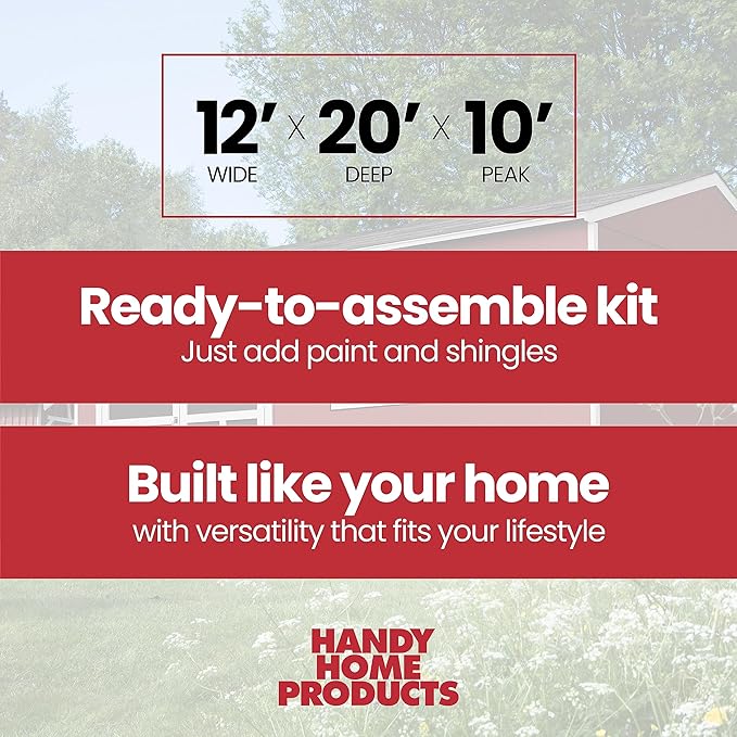 Handy Home Products Astoria 12x20 Do-It-Yourself Wooden Storage Shed with Floor Kit- Does not Include Paint or Roofing Shingles