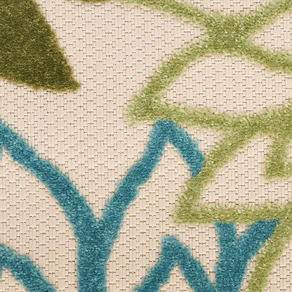 Nourison Home Aloha Tropical Indoor/Outdoor Green Multicolor 5'3" x 7'5" Area Rug, Easy Clean, Non Shedding, Bed Room, Living Room, Dining Room, Backyard, Deck, Patio (5x7)