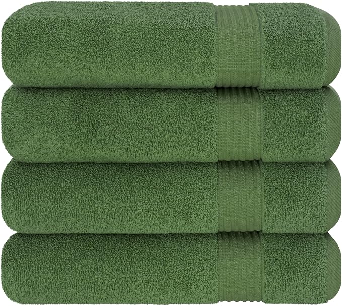 Cotton Paradise 4 Piece Turkish Bath Towels for Bathroom, Extra Large Soft Plush Towels Bathroom Set, Sage Green