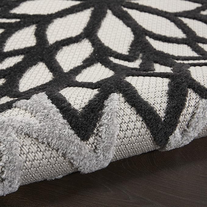 Nourison Home Aloha Indoor/Outdoor Black White 3' x 5' Area Rug, Easy Cleaning, Non Shedding, Bed Room, Living Room, Dining Room, Kitchen (3x5)
