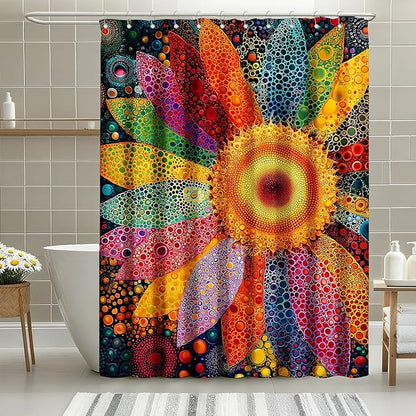 Vintage Floral Shower Curtain Vibrant Sunflowers Shower Curtains for Bathroom Waterproof Fabric Bath Curtain Decor with Hooks