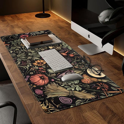Desk Mat Botanical Witchery Mouse Pad Gaming Mat Dark Keyboard Mat, Long Mouse