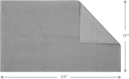 Cotton Paradise 100% Cotton Turkish Bathmat Rug, Soft Absorbent Quick Dry Non Slip, 17x24 Bathmat Rug, Light Grey
