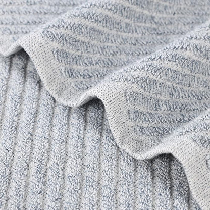 Superior Amelia Viscose Cotton Blend Medium Weight Towels, for Bathroom, Shower, Spa, Plush, Quick Dry, Ultra-Soft Towels, Bath Essentials, Ribbed Design, 12 Piece Assorted Towel Set, Denim Blue