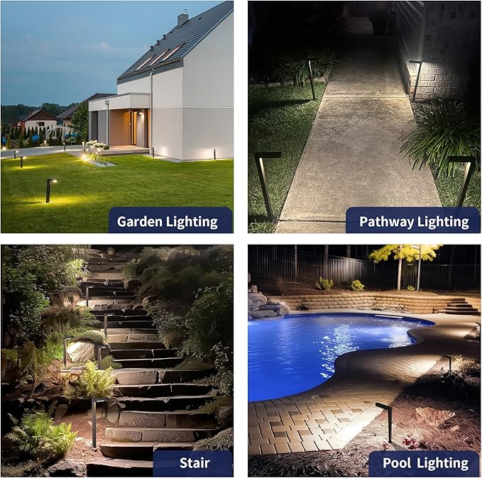 Brass Low Voltage Path Lights, Warm & Neutral White Adjustable 12V Landscaping Pathway Light IP65 Waterproof, Walkway Lighting Outdoor, LED Bronze for Lawn Garden with G4 Bulb (4 Pack)
