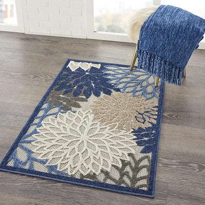 Nourison Aloha 2'8" x 4' Blue/Multicolor Outdoor Indoor/Outdoor Rug