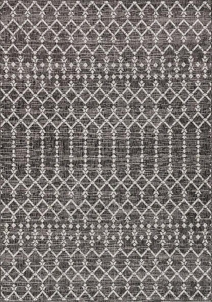JONATHAN Y Moroccan Geometric Indoor Outdoor Area Rug 9X12 Black/Gray, Ourika Textured Weave for Backyard, Patio, Porch, Easy-Cleaning, High Traffic, Pet-Friendly, Non-Shedding (SMB108F-9)