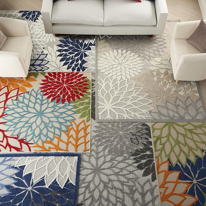 Nourison Aloha 2'8" x 4' Blue/Multicolor Outdoor Indoor/Outdoor Rug