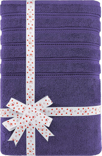 American Soft Linen 35x70 Jumbo Large Bath Towels, 600 GSM 100% Cotton Turkish Bath Sheet, Oversized Luxury Bath Towels for Bathroom Beach and Pool, Purple