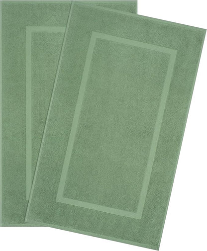 Cotton Paradise 100% Cotton Turkish Bathmat Set, Soft Absorbent Quick Dry, 2 Piece 20x34 Bathmat Floor Set, Sage Green
