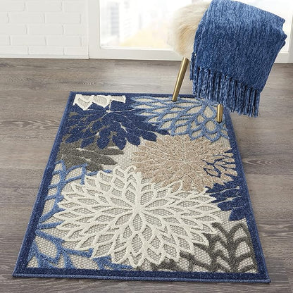 Nourison Aloha 2'8" x 4' Blue/Multicolor Outdoor Indoor/Outdoor Rug