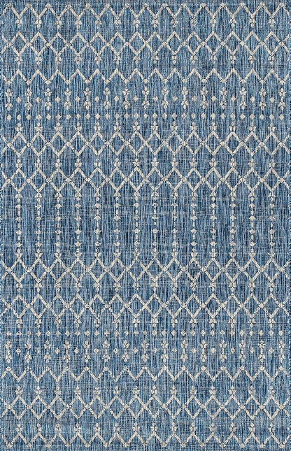 JONATHAN Y Moroccan Geometric Indoor Outdoor Area Rug 4X6 Navy/Light Gray, Ourika Textured Weave for Backyard, Patio, Porch, Easy-Cleaning, High Traffic, Pet-Friendly, Non-Shedding (SMB108B-4)