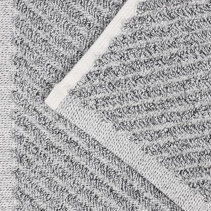 Superior Amelia Viscose Cotton Blend Medium Weight Towels, for Bathroom, Shower, Spa, Plush, Quick Dry, Ultra-Soft Towels, Bath Essentials, Ribbed Design, 12 Piece Assorted Towel Set, Charcoal